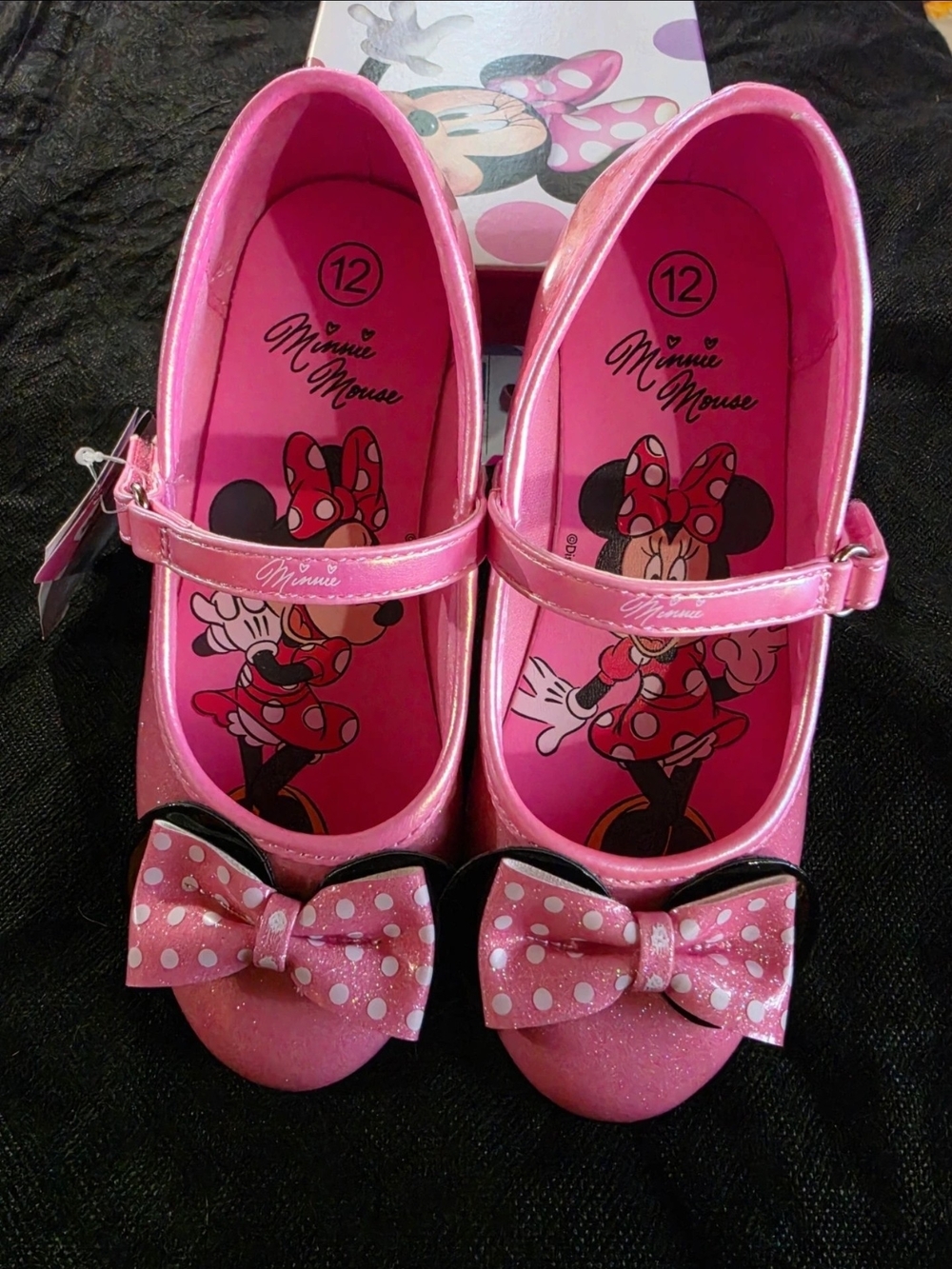 Girls Pink Minnie Mouse Bow Mary Jane Dress Shoes - Picture 2 of 4